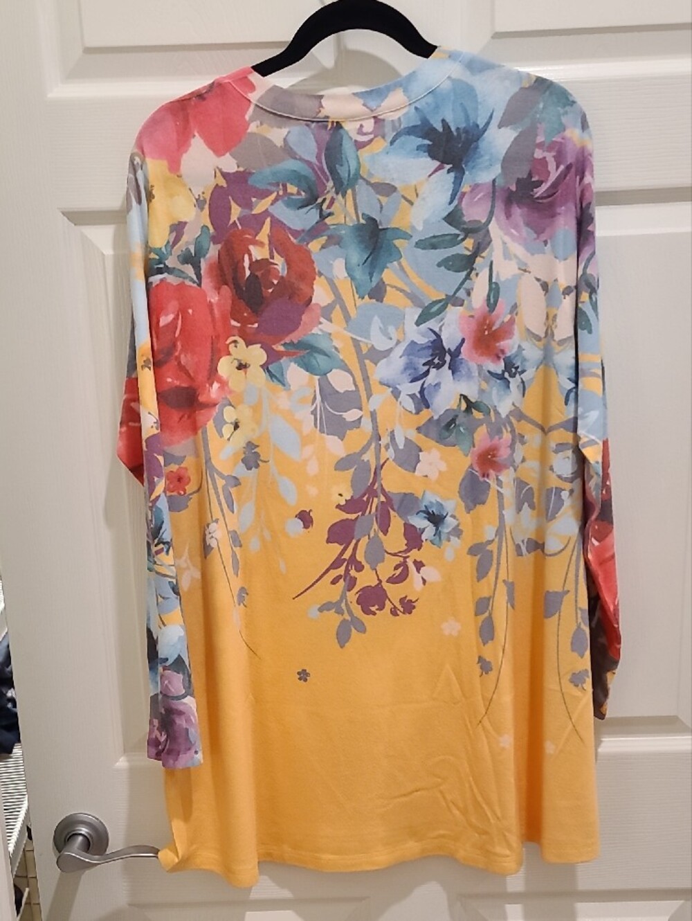 Soft Surroundings Yellow and Blue Floral Crewneck Sweater - Picture 3 of 4